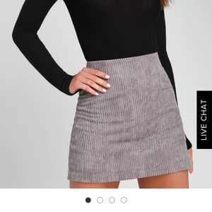 Lulu’s High Class Light Grey Corduroy Mini Skirt